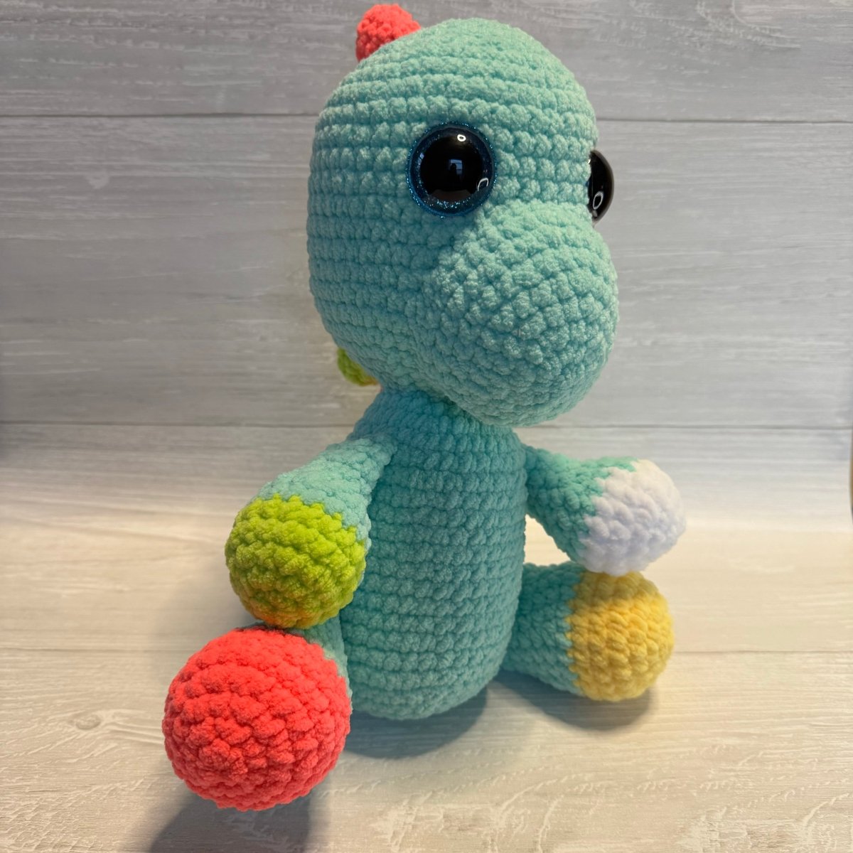 Colorful plush dinosaur - Happily Handmade by Ashley